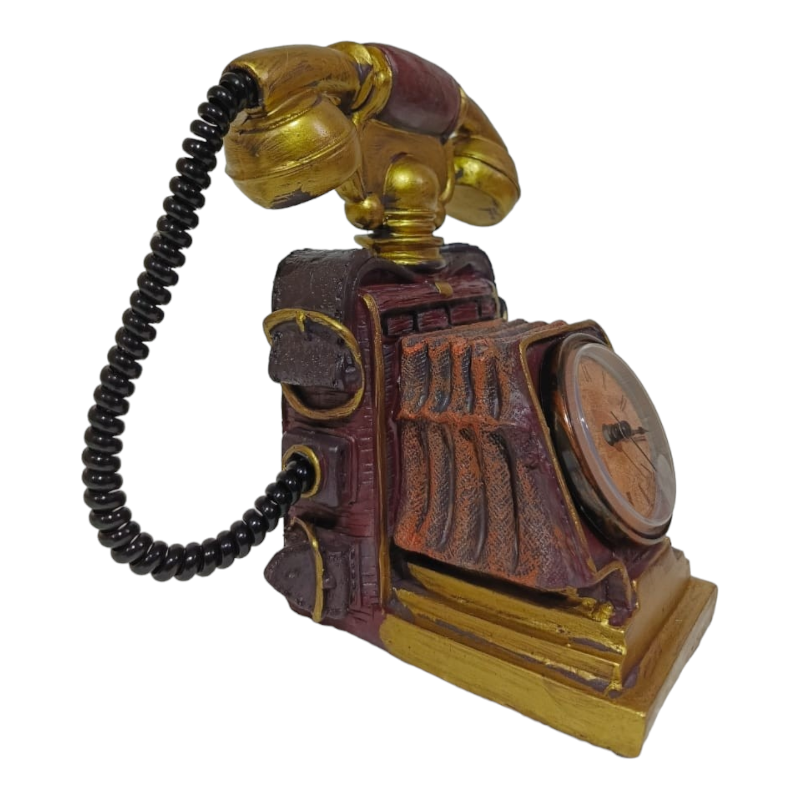 DECORATIVE VINTAGE TELEPHONE WITH CLOCK