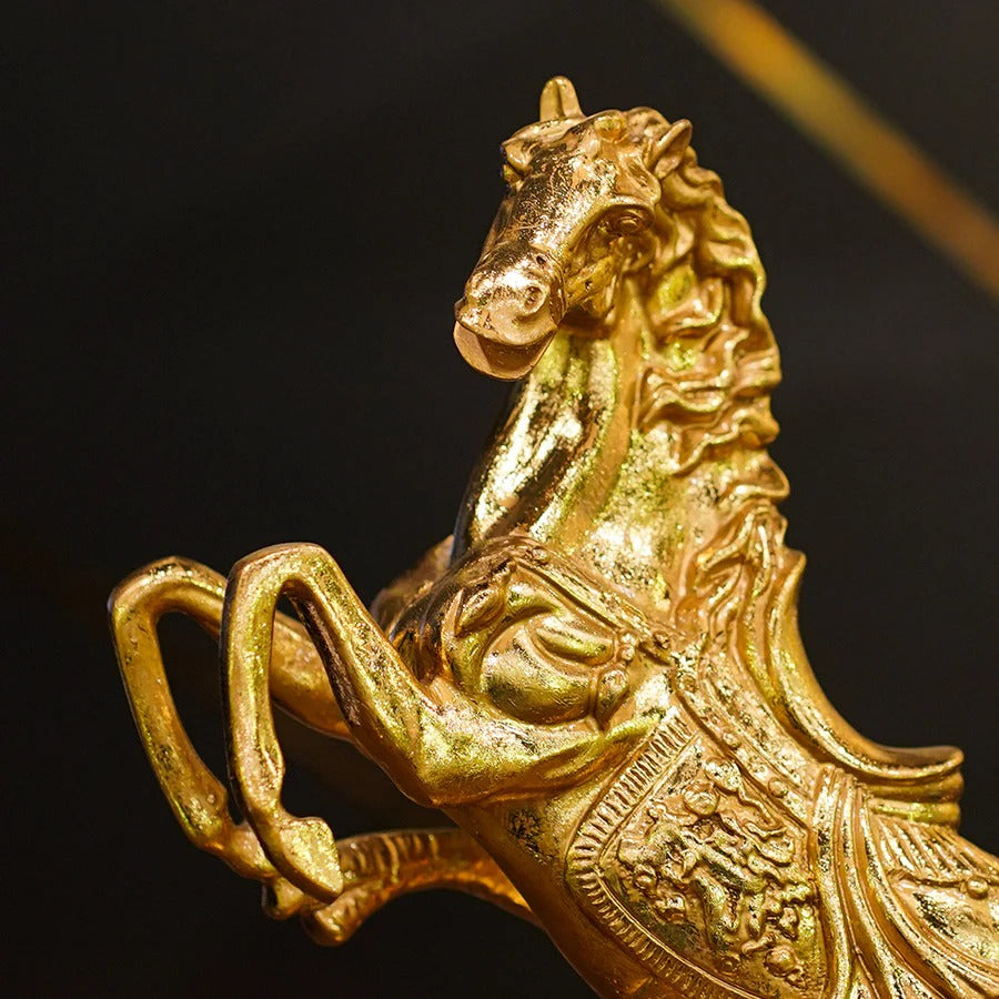 LARGE GOLDEN HORSE SCULPTURE