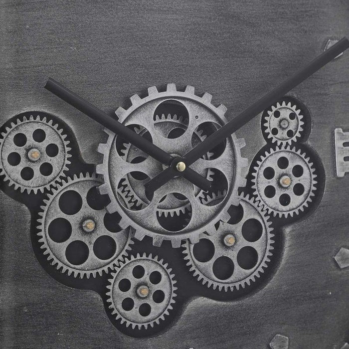 BLACK GREY MOVING GEARS WALL CLOCK