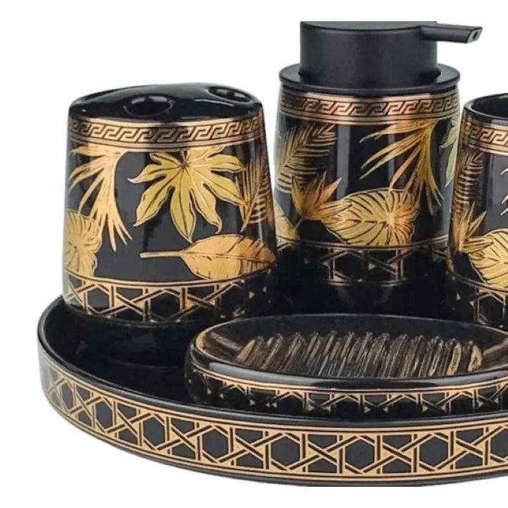 LEAFLET DESIGN BATH SET WITH TRAY