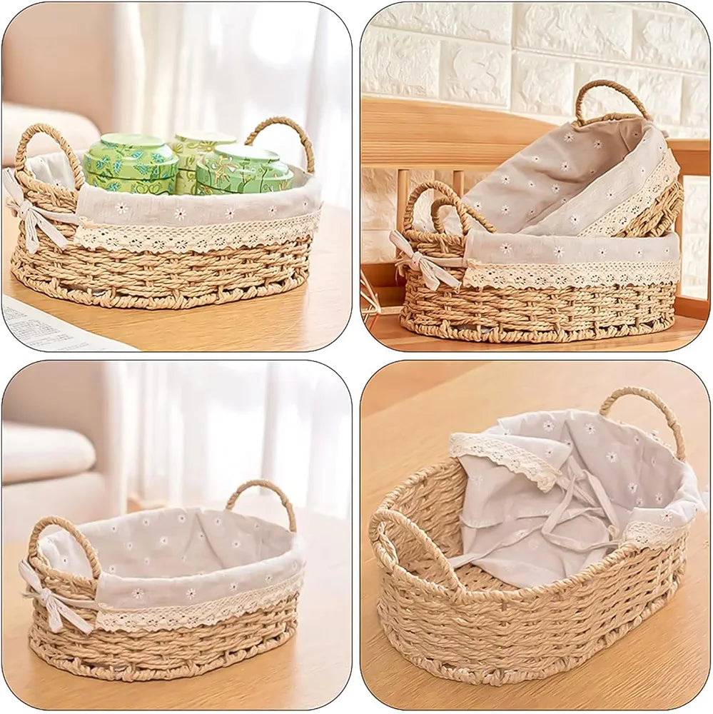 OVAL HANDWOVEN STORAGE BASKETS (SET OF 2)