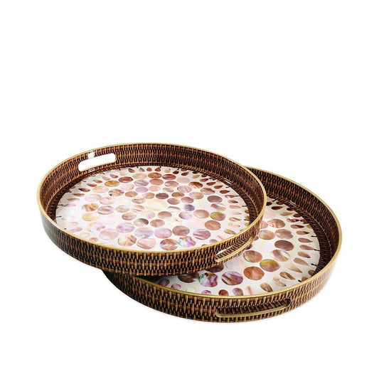 PRINTED DESIGN ROUND TRAYS (SET OF 2)