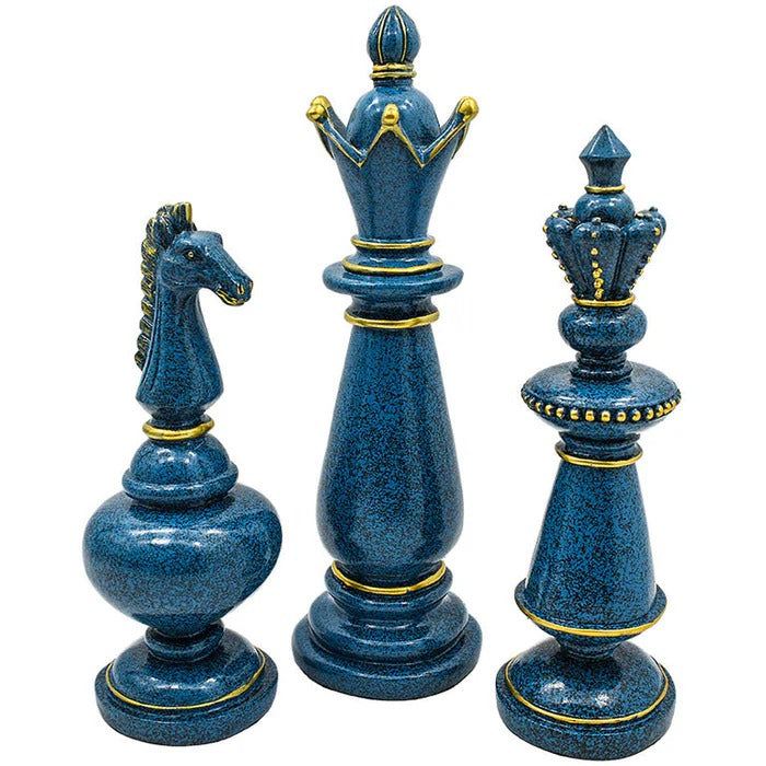 BLUE ONYX CHESS ORNAMENTS (SET OF 3)