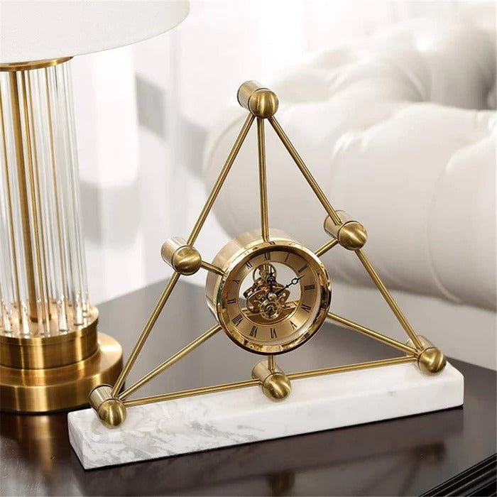 METALLIC TRIANGLE TABLE CLOCK