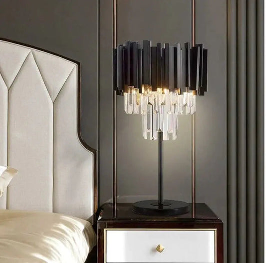 CRYSTAL BARS BLACK TABLE LAMP