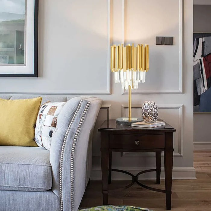 CRYSTAL BARS GOLDEN TABLE LAMP