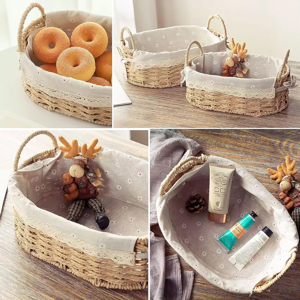 OVAL HANDWOVEN STORAGE BASKETS (SET OF 2)