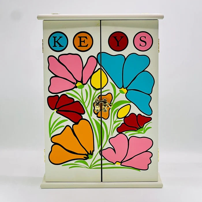 COLOUR FULL FLOWER WOODEN KEY HOLDER