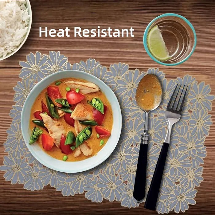 RECTANGULAR FLOWER DESIGN PLACE MATS (2 PCS)