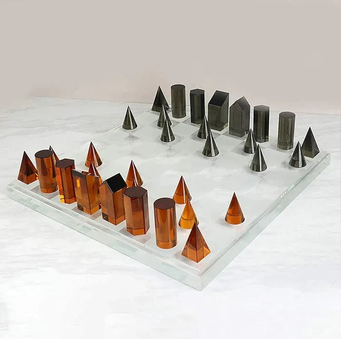 FINE GLASS CHESS GAME SET K9