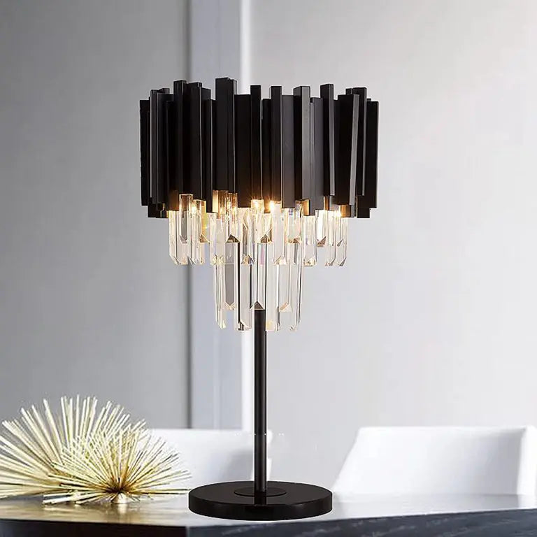 CRYSTAL BARS BLACK TABLE LAMP