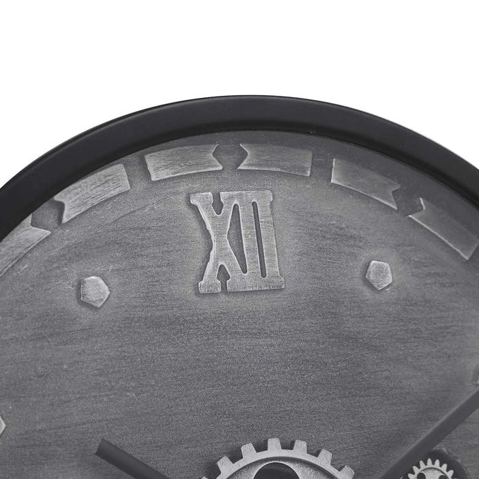 BLACK GREY MOVING GEARS WALL CLOCK