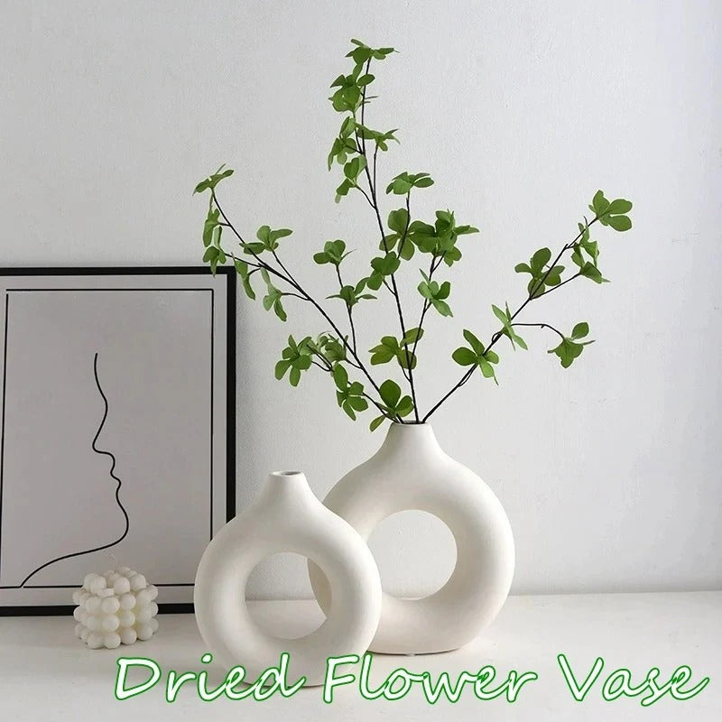 CERAMIC DOUNT SHAPE VASES (SET OF 2)