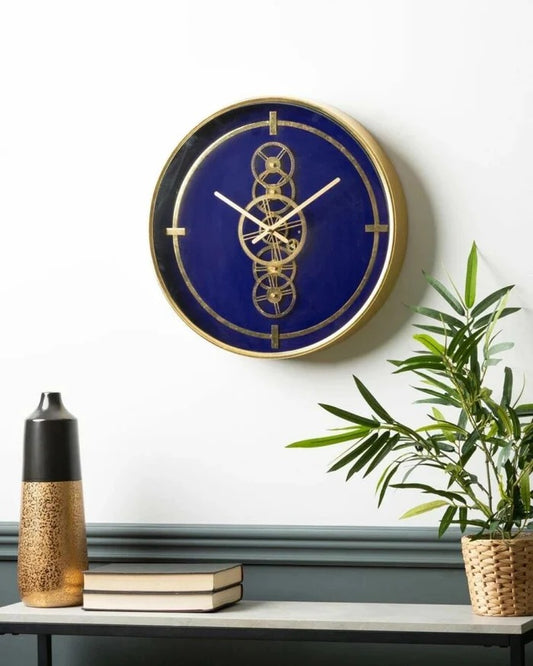 METALLIC MOVING GEARS WALL CLOCK