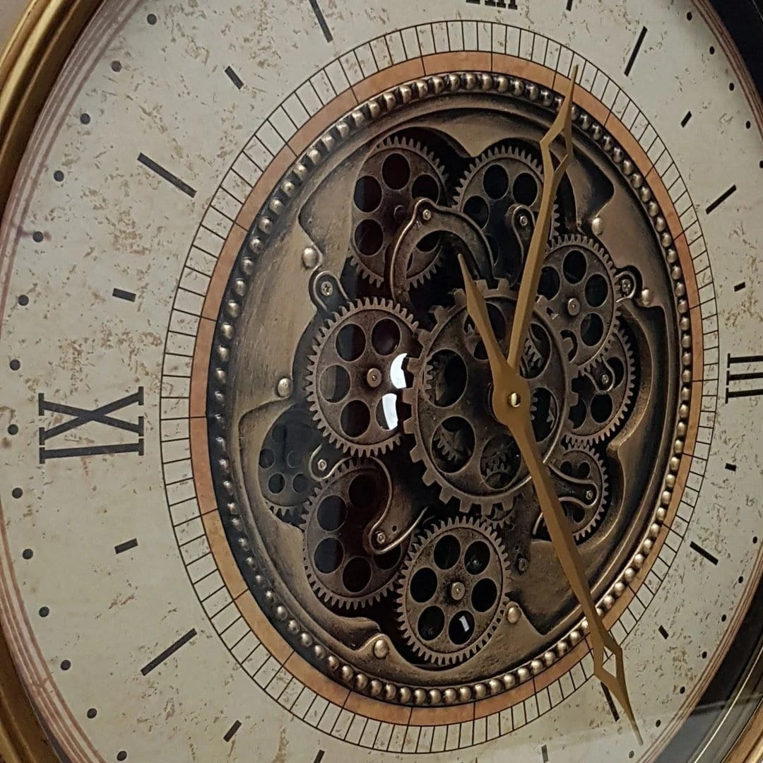 METALLIC MOVING GEARS WALL CLOCK