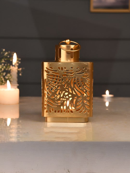 LEAF TEXTURED METALLIC CANDLE HOLDER