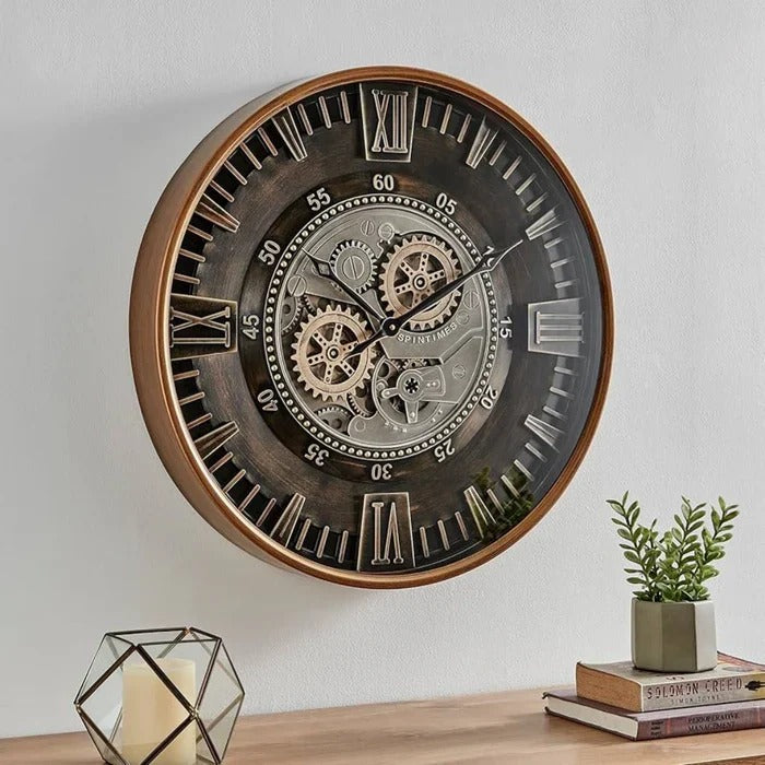 VINTAGE BRONZE GOLD METAL WALL CLOCK