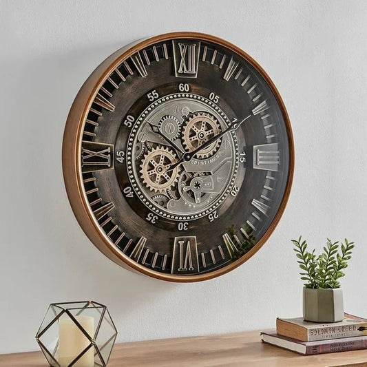 VINTAGE BRONZE GOLD METAL WALL CLOCK