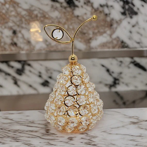 GOLDEN PEAR WITH CRYSTAL BEADS