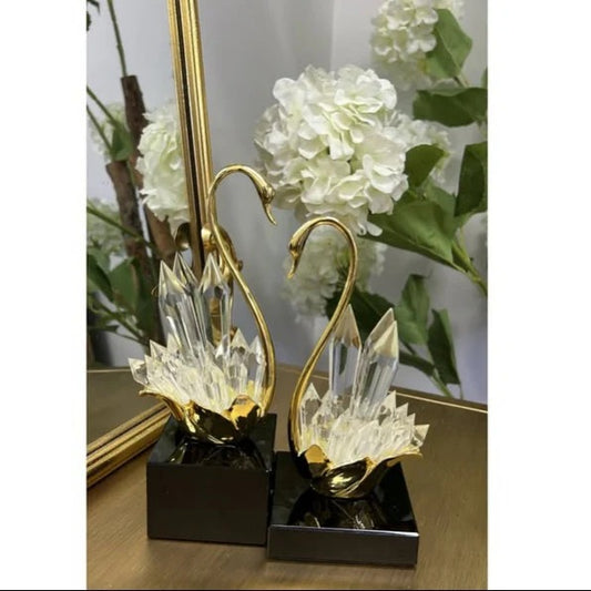 CRYSTAL GOLD SWAN FIGURINE (Set of 2)