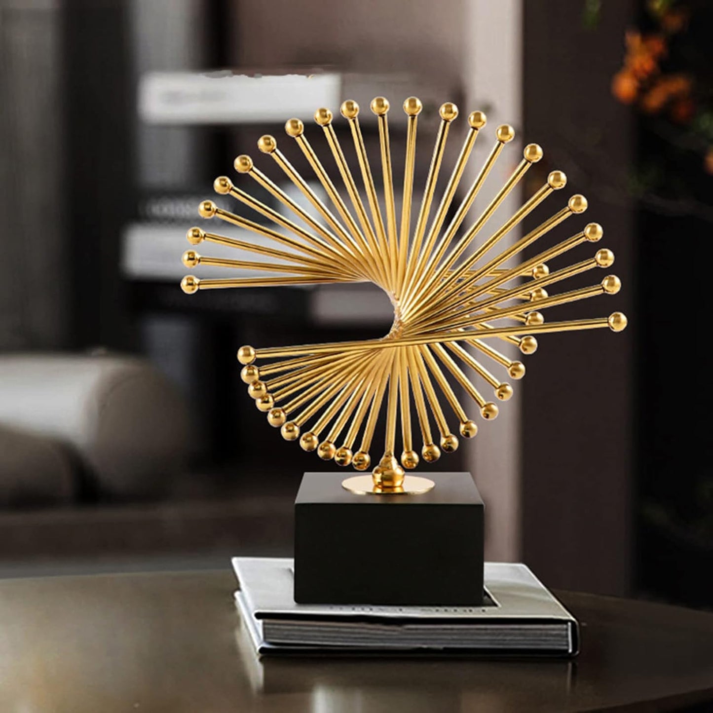 MODERN GOLD ABSTRACT FAN SHAPE DECORATIVE SHOWPIECE