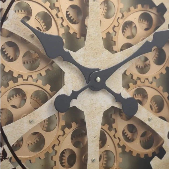VINTAGE GOLD MOVING GEAR WALL CLOCK