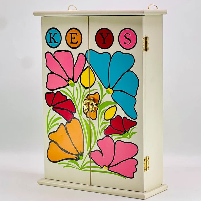 COLOUR FULL FLOWER WOODEN KEY HOLDER