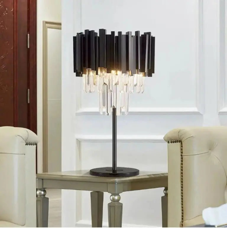 CRYSTAL BARS BLACK TABLE LAMP