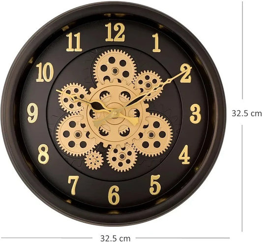 MOVING GEARS WALL CLOCK