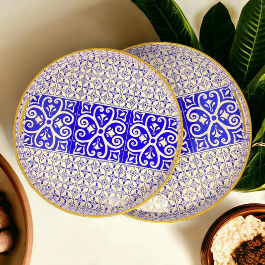 BLUE PATTERN SERVING TRAYS (SET OF 2)