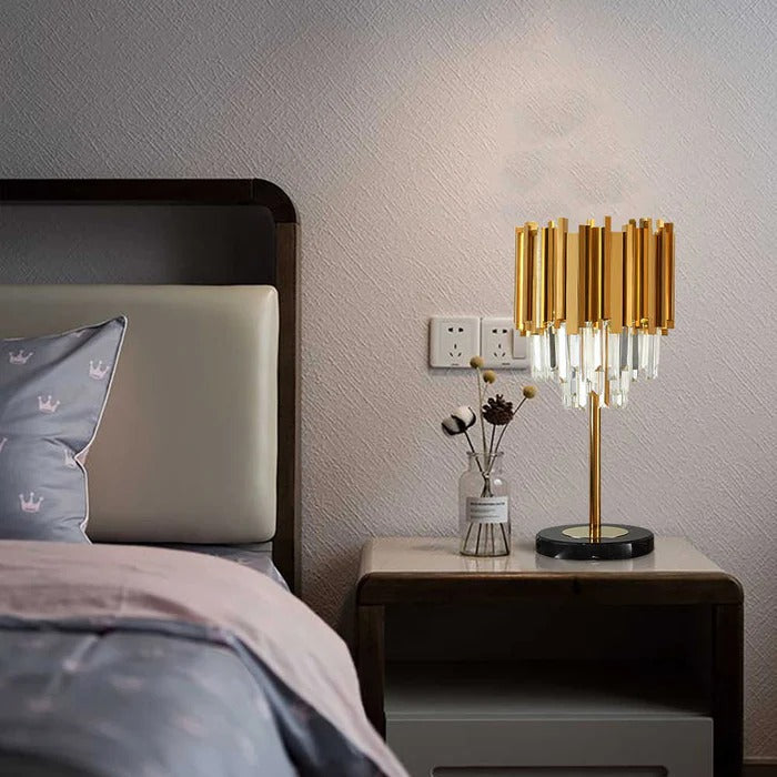 CRYSTAL BARS GOLDEN TABLE LAMP