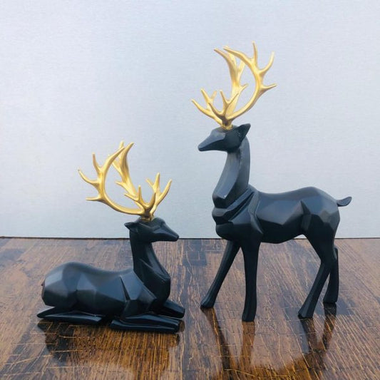 BLACK DEER SCULPTURE (SET OF 2)