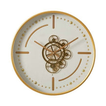 WHITE & GOLDEN MOVING GEARS WALL CLOCK