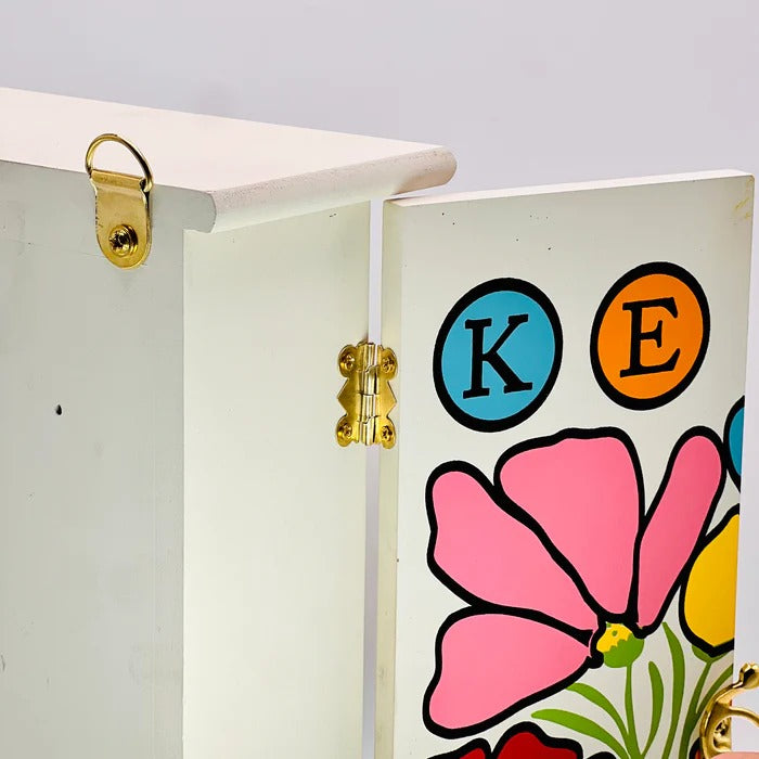 COLOUR FULL FLOWER WOODEN KEY HOLDER