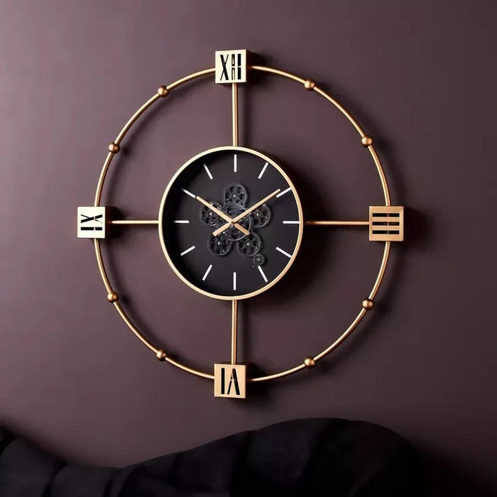 LARGE GOLDEN METALLIC WALL CLOCK
