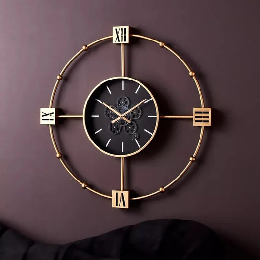 LARGE GOLDEN METALLIC WALL CLOCK