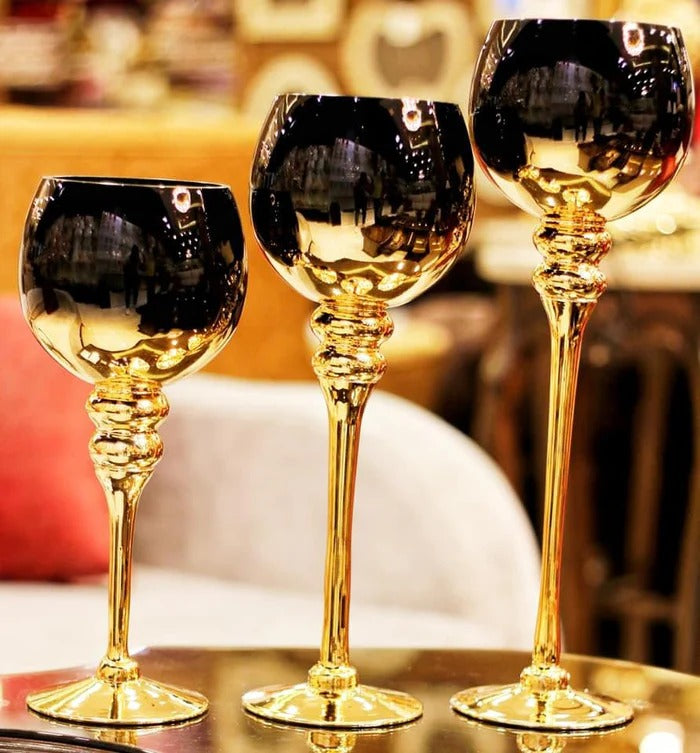 GOLDEN CANDLE HOLDERS (SET OF 3)