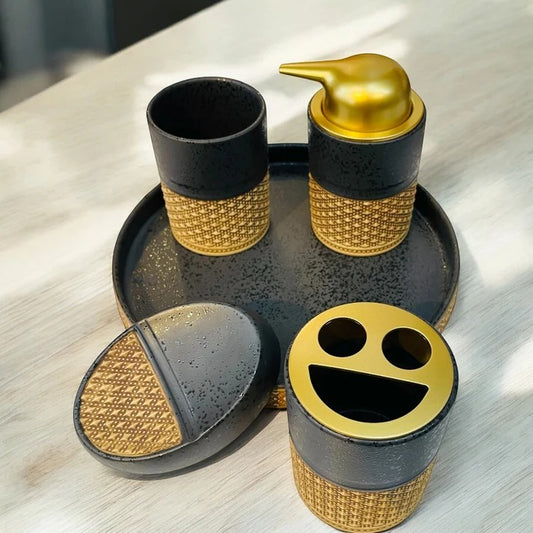 CERAMIC BATH SET WITH TRAY