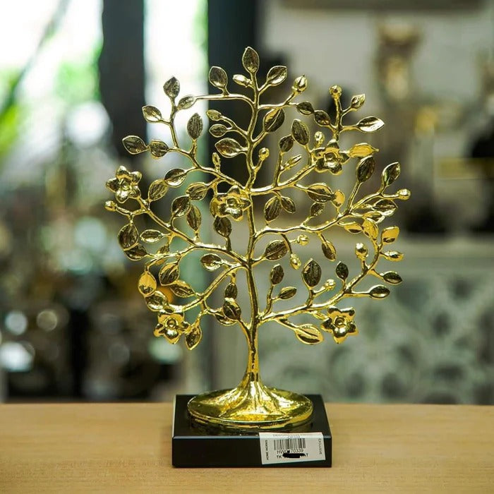 METALLIC TREE WITH MARBLE BASE ORNAMENT