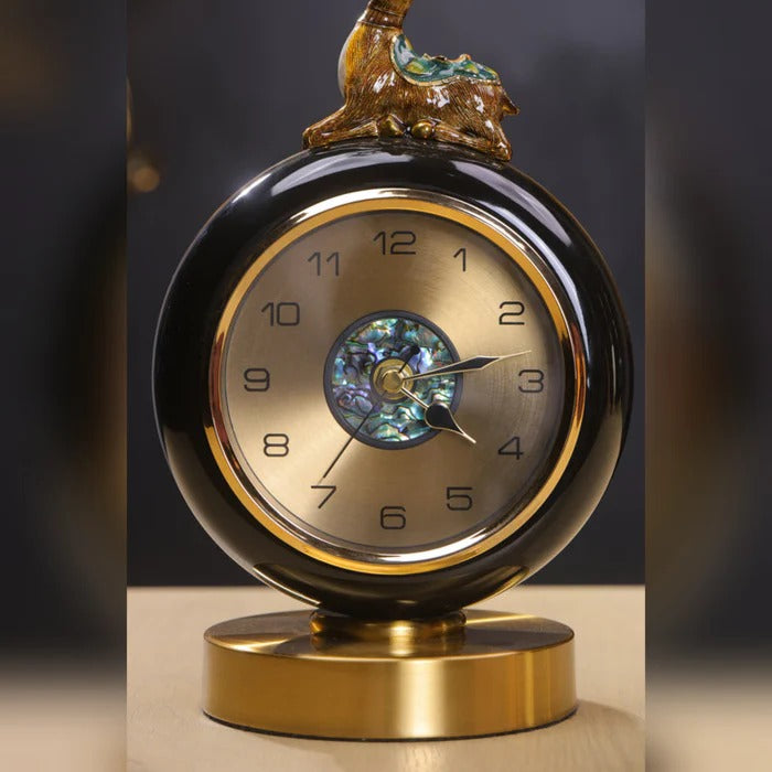 LUXURY BLACK & GOLDEN TABLE CLOCK