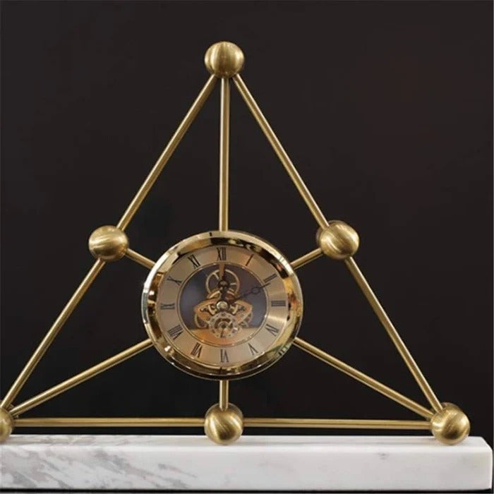 METALLIC TRIANGLE TABLE CLOCK