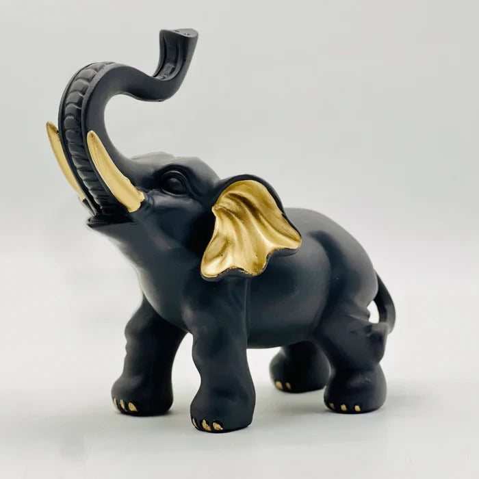 RESIN BLACK ELEPHANT STATUE (SET OF 2)