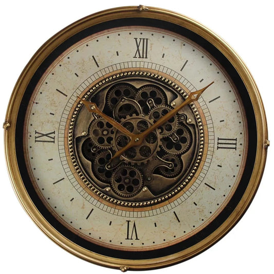 METALLIC MOVING GEARS WALL CLOCK