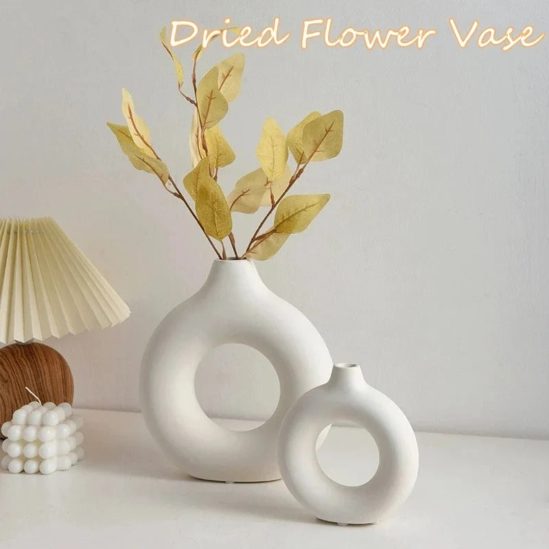 CERAMIC DOUNT SHAPE VASES (SET OF 2)