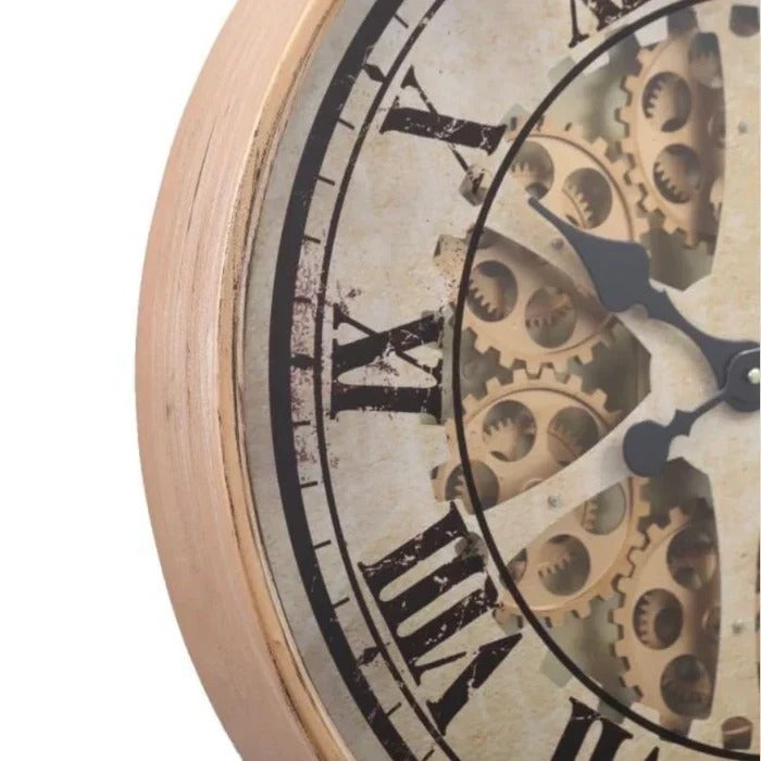 VINTAGE GOLD MOVING GEAR WALL CLOCK