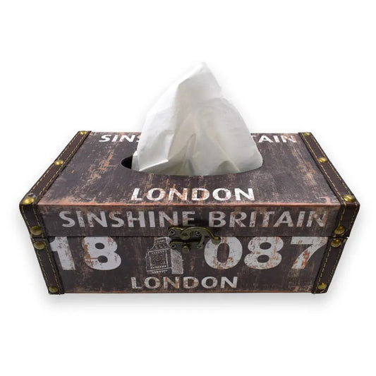 BROWN PRINTED TISSUE BOX HOLDER