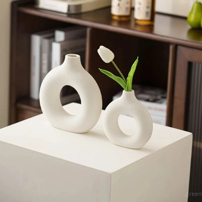 CERAMIC DOUNT SHAPE VASES (SET OF 2)