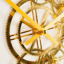 WHITE & GOLDEN MOVING GEARS WALL CLOCK