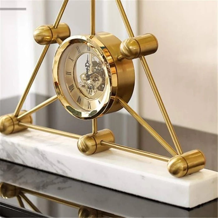 METALLIC TRIANGLE TABLE CLOCK