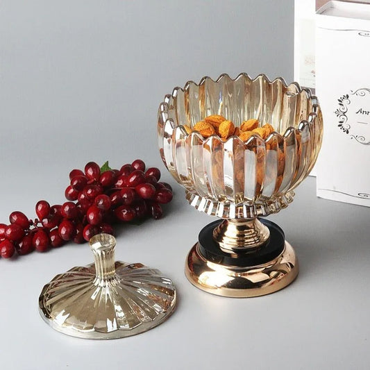 LUXURY CRYSTAL BOWL WITH METAL BASE